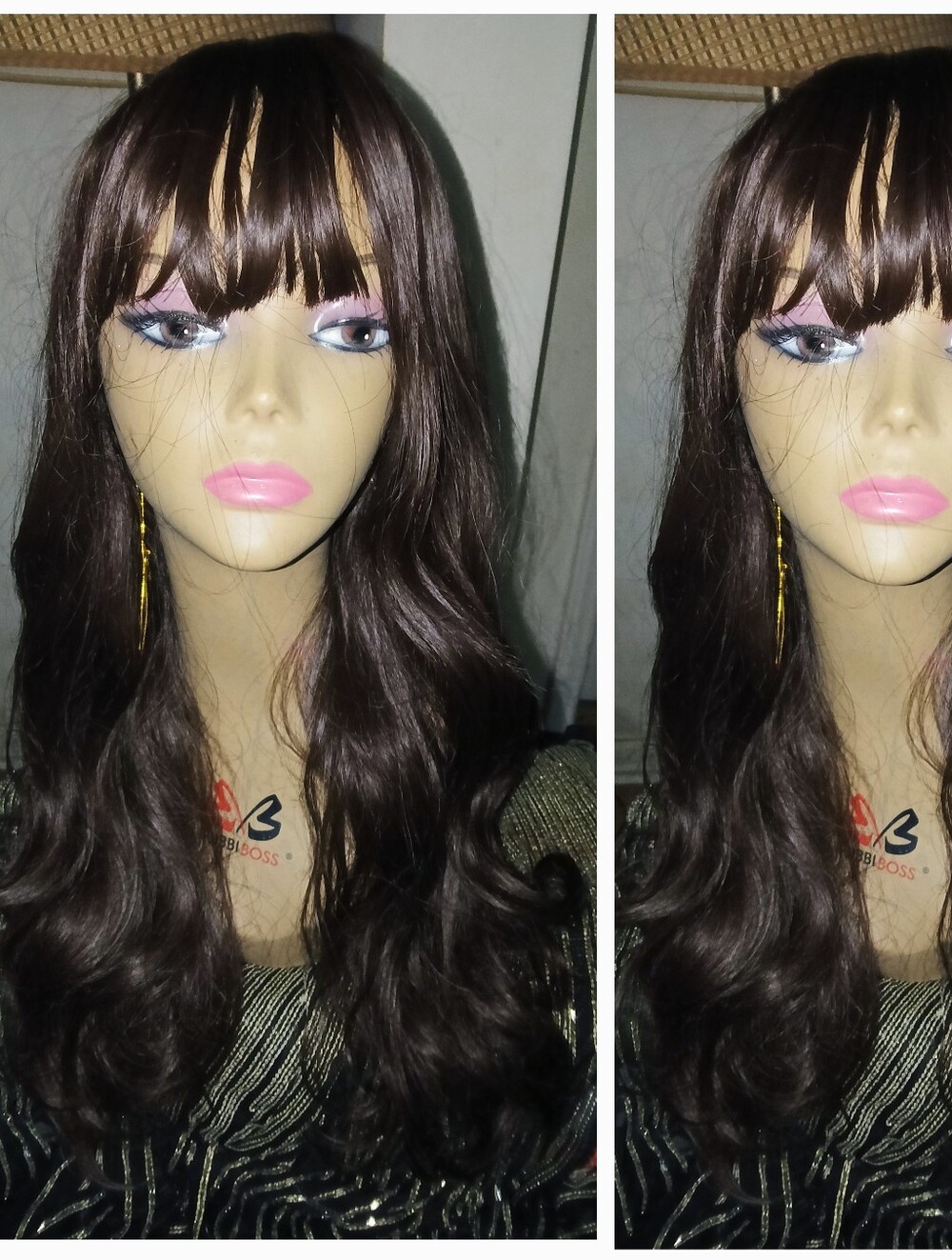 Long silky short bang human quality romance curl body wave straight hair wig